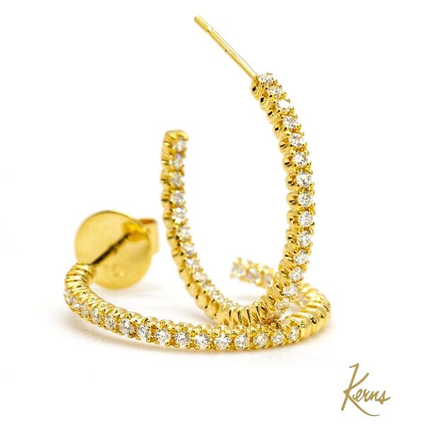 Dart for Art Raffle Prize – 18K Yellow Gold and Diamond Hoop Earrings
