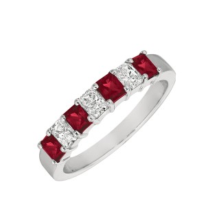 Gemlok© Radiant Cut Ruby and Diamond Band