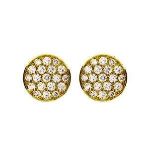 18K Yellow Gold Diamond Cluster Stud Earrings