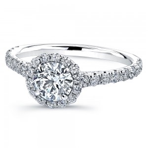 Platinum Round Brilliant Cut Halo Ring