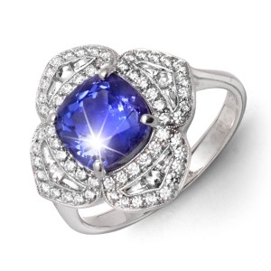 18K Tanzanite and Diamond Lotus Ring