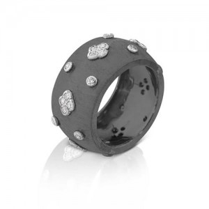 Buccellati Macri Black Rhodium Diamond Band Ring