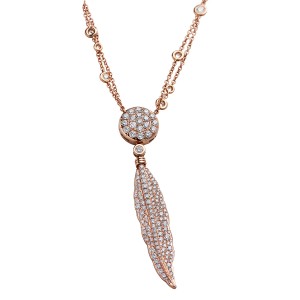 18K Diamond Feather Necklace