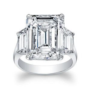 Platinum Emerald Cut Diamond Ring