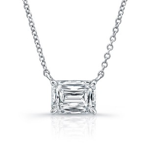 18K Emerald Cut Diamond Pendant