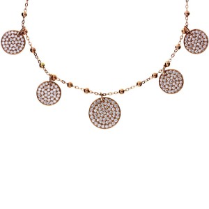 18K Pave Diamond Disc Necklace