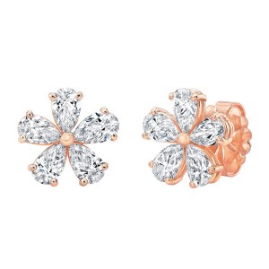 18K Diamond Flower Stud Earrings