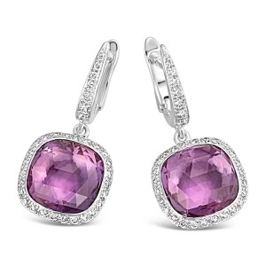 18K Amethyst Pavé Diamond Drop Earrings