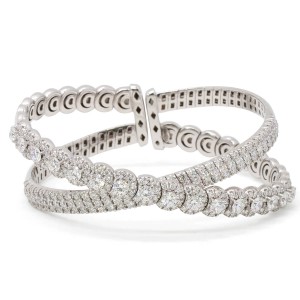 18K Diamond Crossover Cuff Bracelet