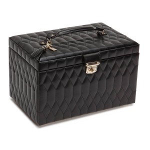 Wolf Caroline Black Medium Leather Jewelry Case