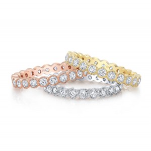 18K Beaded Diamond Eternity Bands