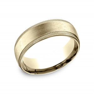 18K Yellow Gold Knurled Edge Wedding Band