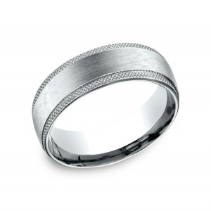 18K White Gold Knurled Edge Wedding Band