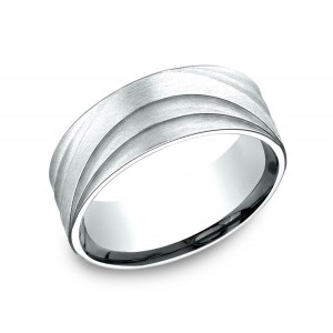 18K White Gold Triple Wave Pattern Wedding Band