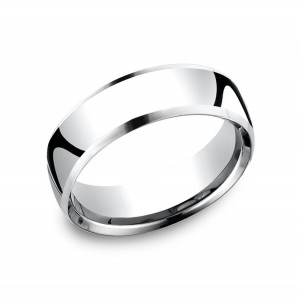 18K White Gold Inverted Bevel Edge Wedding Band