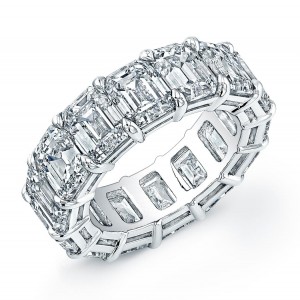 Platinum Emerald Cut Diamond Eternity Band