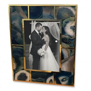 5x7 Blue Agate & 24K Gold Plated Frame