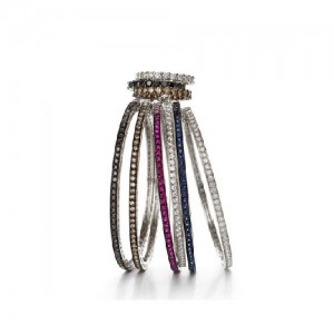 18K Gold Diamond & Gemstone Bangle Bracelets