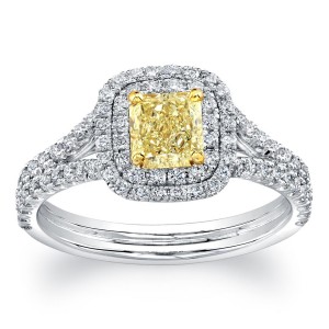 Platinum Fancy Yellow Diamond Ring