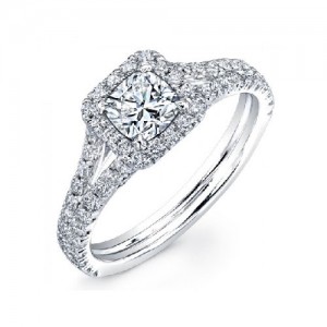 Platinum Cushion Cut Diamond Ring