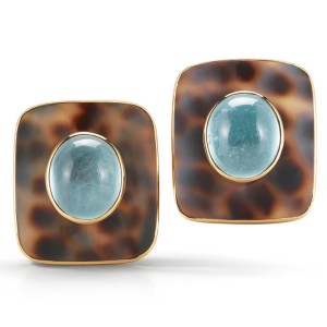 Seaman Schepps Blue Topaz Shell Earrings