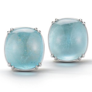 Seaman Schepps Cabochon Blue Topaz Clip Earrings