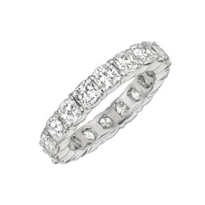 Gemlok© Platinum Cushion Diamond Eternity Band