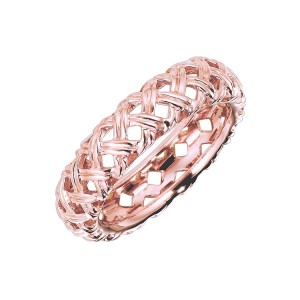 Jean Vitau 18K Rose Gold Basket Weave Ring