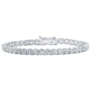 18K White Gold Four-Prong Diamond Tennis Bracelet