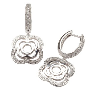 Ramon 18K Diamond Flower Drop Earrings