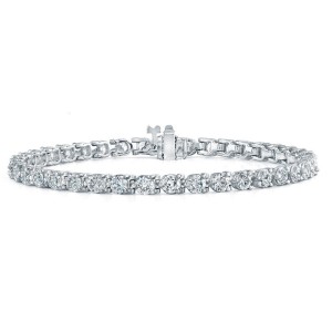 18K White Gold Three-Prong Diamond Tennis Bracelet