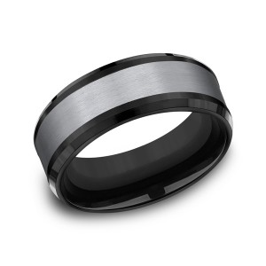 Grey Tantalum and Black Titanium two-tone Comfort-fit wedding band