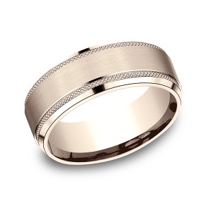 Comfort-Fit Design Wedding Band, Knurled Edge