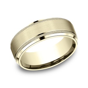 Comfort-Fit Design Wedding Band, Knurled Edge