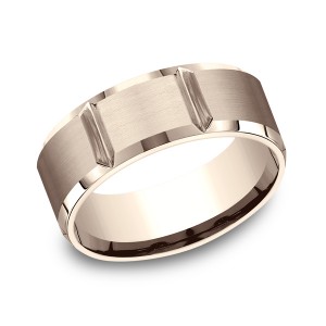 Comfort-Fit Design Wedding Ring, Carved 8mm