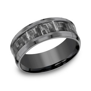 Tantalum Comfort-fit Design Wedding Band, Carbon Fiber Center
