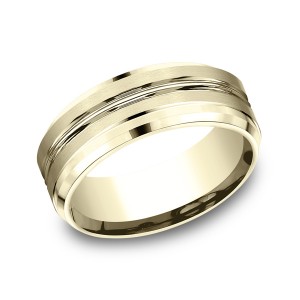 Comfort-Fit Design Wedding Ring, Satin 6.5mm