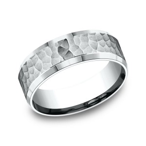 Comfort-Fit Design Wedding Ring, Hammer 7.5mm