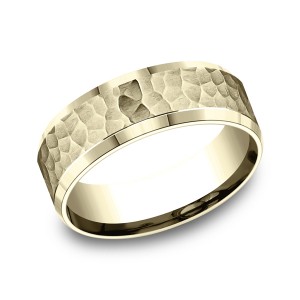 Comfort-Fit Design Wedding Ring, Hammer 7.5mm