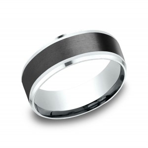 18K White Gold & Satin Black Titanium Wedding Band