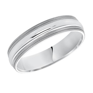 Platinum Wedding Band with Double Milgrain Edges