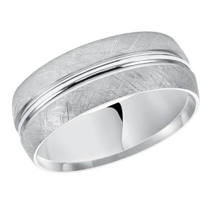 Platinum Textured Wide Wedding Band