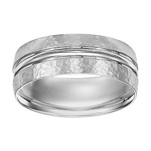 Palladium Hammered Wedding Band