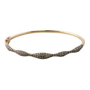 Brown Diamond Bombe Wave Bangle Bracelet