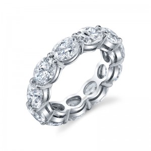 Platinum East West Oval Diamond Eternity Band