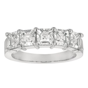 Gemlok© Platinum Asscher Diamond Band