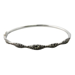 Black Diamond Bombe Wave Bangle Bracelet