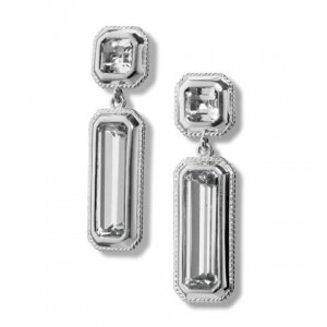 Silver Rock Crystal Oblong Earrings