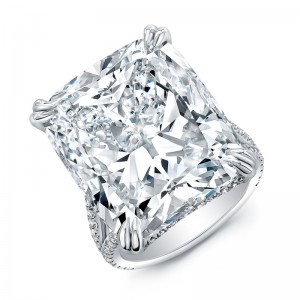 Platinum Cushion Cut Diamond Engagement Ring