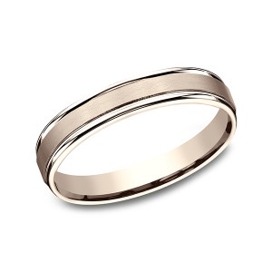 Comfort-Fit Design Wedding Band, Satin 4mm